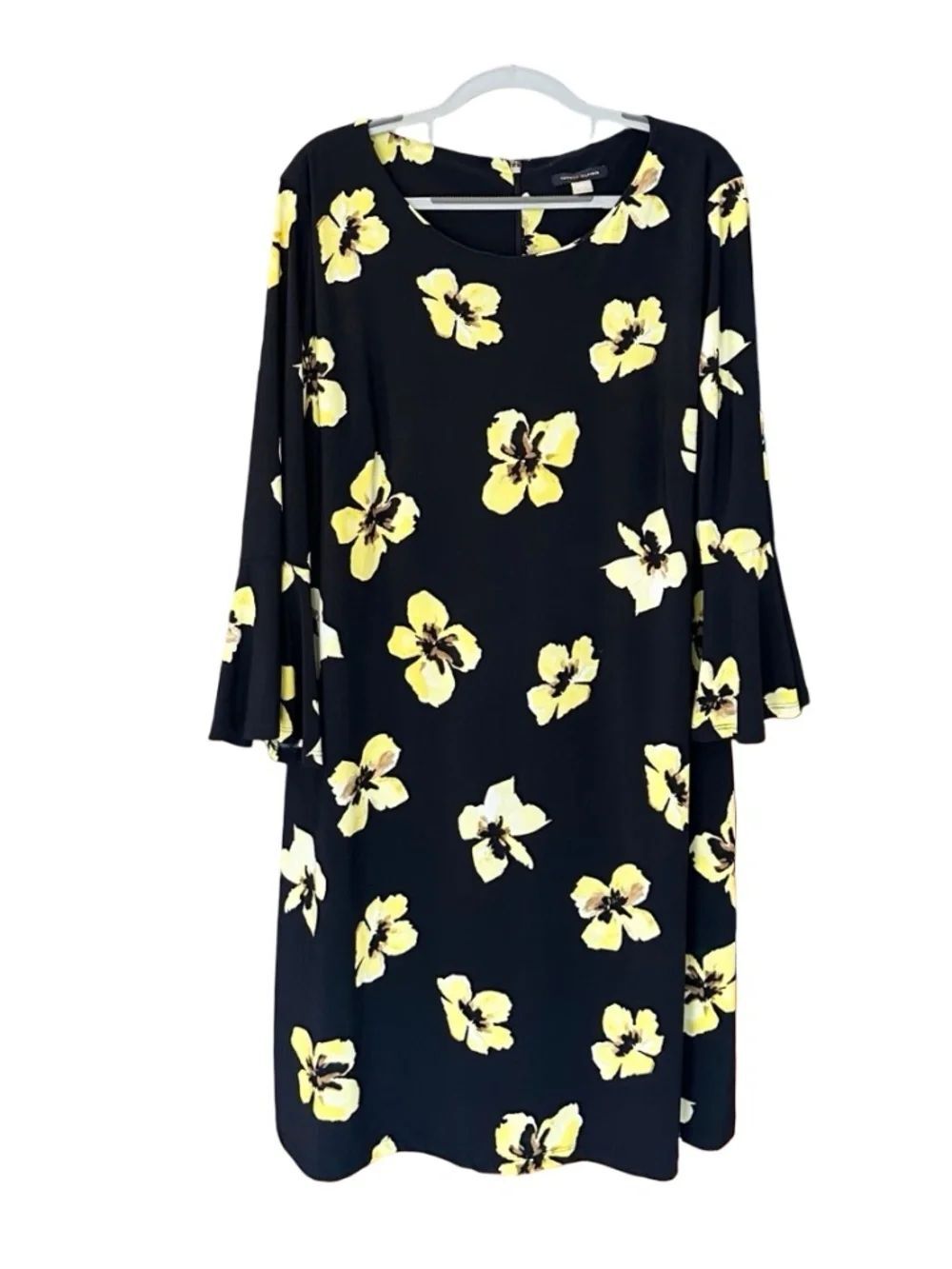 Tommy Hilfiger Woman's Floral Printed Jersey Dress 3/4 Bell Sleeve Size 16